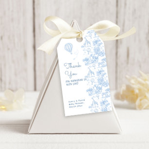 Oh Boy Blue Toile Safari Animal Baby Shower Gift Tags