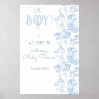 Oh Boy Blue Toile Safari Animal Baby Shower
