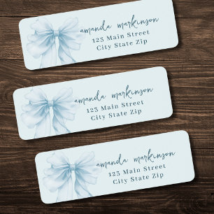 Oh Boy Blue Watercolor Bow Baby Shower address Return Address Label