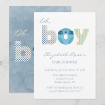 Oh Boy Blue Watercolor Diaper Baby Shower