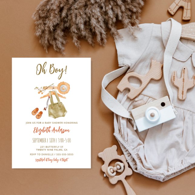 Oh Boy Boho Baby Shower Invitation (Creator Uploaded)