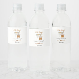 Oh Boy! Boho Football Watercolor Baby Shower Water Bottle Label