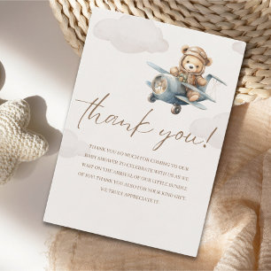 Oh Boy, Brown Bear Baby shower boy Thank You Card