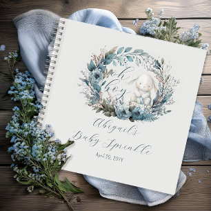 Oh Boy Bunny Blue Floral Baby Sprinkle Guest Book