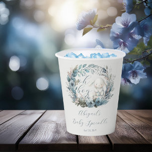 Oh Boy Bunny Rabbit Blue Floral Baby Sprinkle Paper Cups