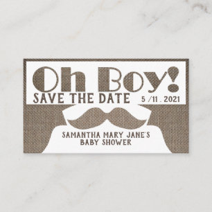 Oh Boy, Burlap Moustache Save the Date Enclosure Card