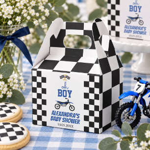 Oh Boy Chequered Dirt Bike Baby Shower Favour Box