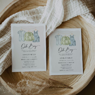 Oh Boy Clothes Baby Shower Invitation