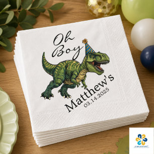 Oh Boy! Cute Dinosaur Baby Shower Napkin
