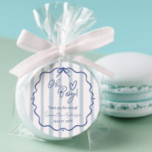 Oh Boy Cute Modern Dusty Blue Baby Shower Stickers