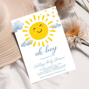 Oh Boy Cute Sunshine Baby Shower Invitation
