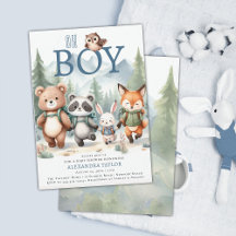 Oh Boy Cute Woodland Animal Hiking Boy Baby Shower