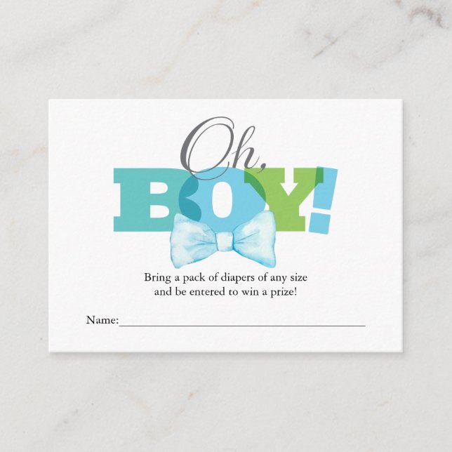 Oh Boy Diaper Raffle Insert Card (Front)