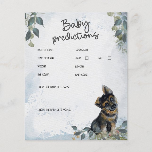 Oh Boy! Dog Baby Shower Baby Predictions Game (Front)