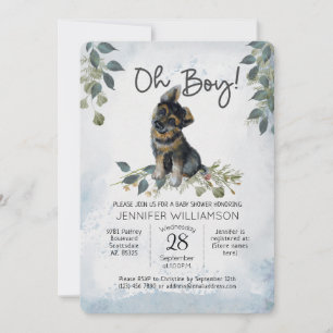 Oh Boy! Dog Baby Shower German Shepherd Invitation