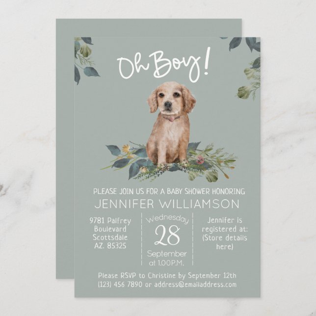 Oh Boy! Dog Baby Shower  Invitation (Front/Back)
