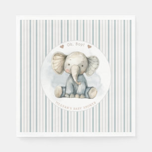Oh Boy Elephant Blue Arch Baby Shower Napkin