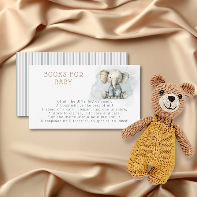 Oh Boy Elephant Blue Striped Baby Shower Enclosure Card (Oh Boy Elephant Blue Striped Baby Shower Enclosure Card)
