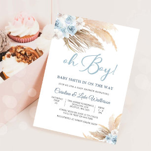 Oh Boy Floral Baby Shower Invitation