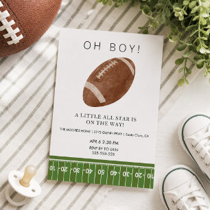 Oh Boy football baby shower invitation