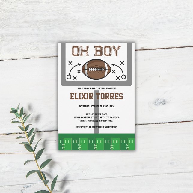 Oh Boy Football Baby Shower Invitation (Creator Uploaded)