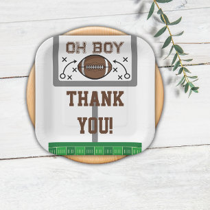 Oh Boy Football Baby Shower Paper Plate