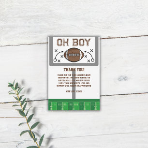 Oh Boy Football Baby Shower Thank You Card