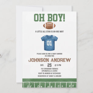 Oh Boy Football Boy Baby Shower Invitation