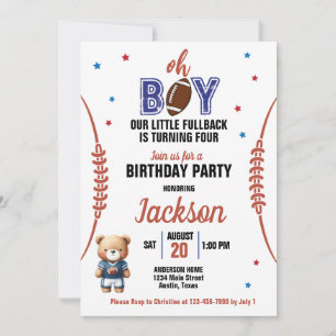 Oh Boy Football Theme Any Age Birthday Invitation