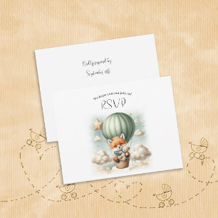 Oh Boy Fox Hot Air Balloon Adventure Baby Shower RSVP Card