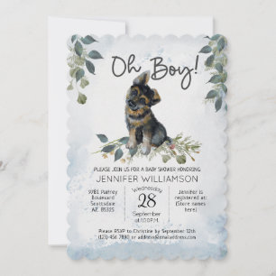 Oh Boy! German Shepherd Dog Baby Shower Invitation