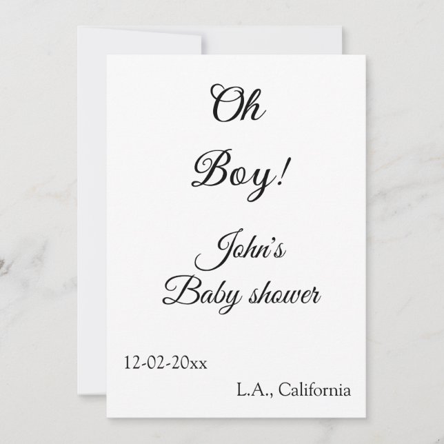 oh boy girl baby shower add name date year venue e invitation (Front)