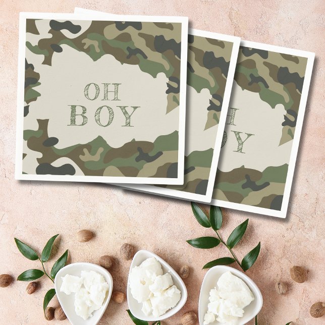 Oh Boy Green Camo Baby Shower   Napkin (Creator Uploaded)