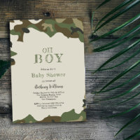 Oh Boy Green Woodland Camo Baby Shower