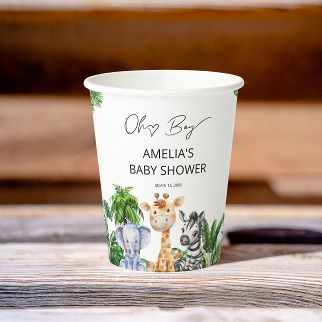 Oh Boy Greenery Jungle Safari Baby Shower  Paper Cups (Creator Uploaded)
