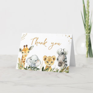 Oh Boy Greenery Safari Baby Shower  Thank You Card