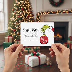 Oh Boy Grinch Baby Shower Diaper Raffle Enclosure Card