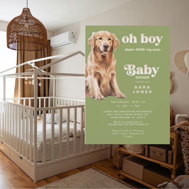 Oh Boy I'm Disem-BARK-ing Soon Dog Baby Shower Invitation (Creator Uploaded)