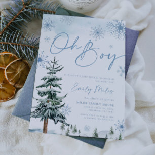 Oh Boy invitation, Winter baby shower Invitation