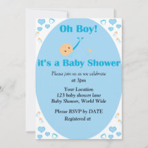 Oh Boy It's a Baby Shower Invitation