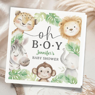 Oh Boy Jungle Baby Shower Safari Animals Paper Napkin