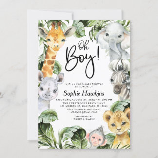 Oh Boy Jungle Safari Baby Shower Invitation