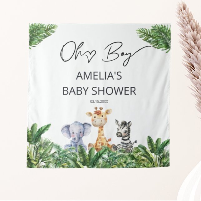 Oh Boy Jungle Safari Baby Shower Tapestry (Creator Uploaded)
