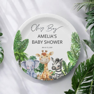 Oh Boy Jungle Safari Baby Shower Tropical Paper Pl Paper Plate