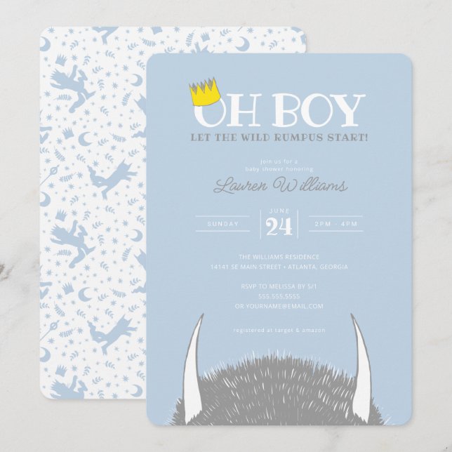 Oh Boy | Let the Wild Rumpus Start Baby Shower Invitation (Front/Back)