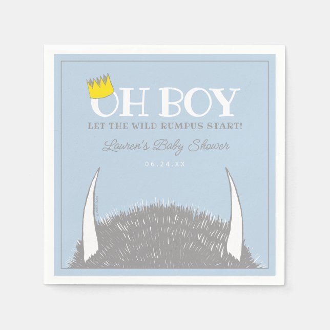 Oh Boy | Let the Wild Rumpus Start Baby Shower Napkin (Front)