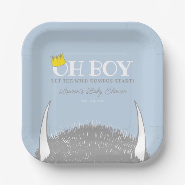 Oh Boy | Let the Wild Rumpus Start Baby Shower Paper Plate (Front)