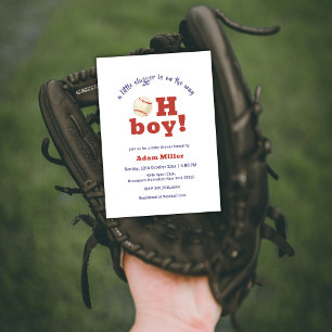 Oh Boy Little Slugger Baseball Sport Baby Shower Invitation