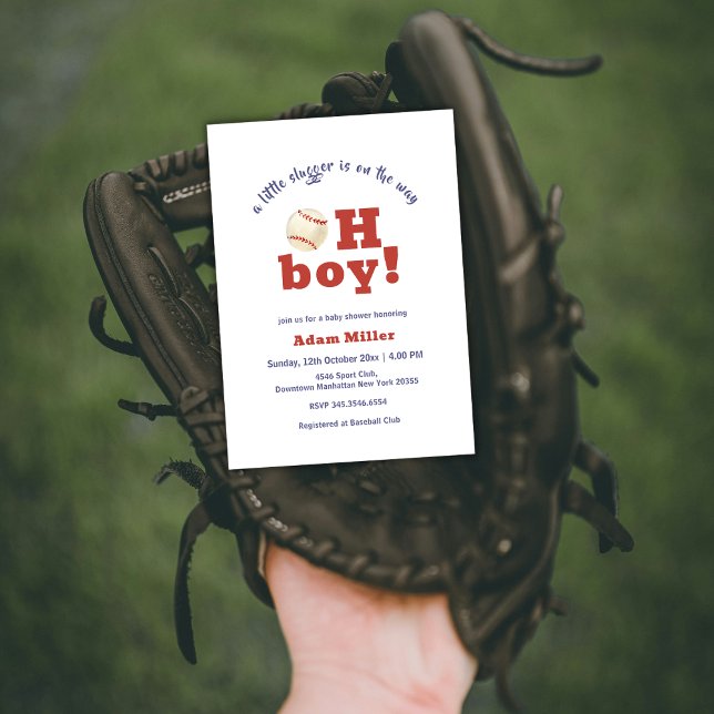 Oh Boy Little Slugger Baseball Sport Baby Shower Invitation (Oh Boy Little Slugger Baseball Sport Baby Shower Invitation)