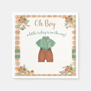 Oh Boy Little Turkey Baby Shower Napkin